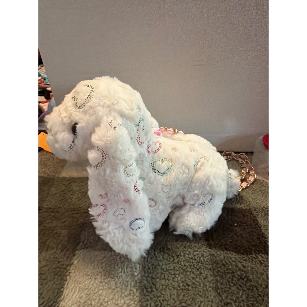 Toby Enterprises‎ White Plush Bunny Crossbody Bag Rainbow Hearts Pink Chain